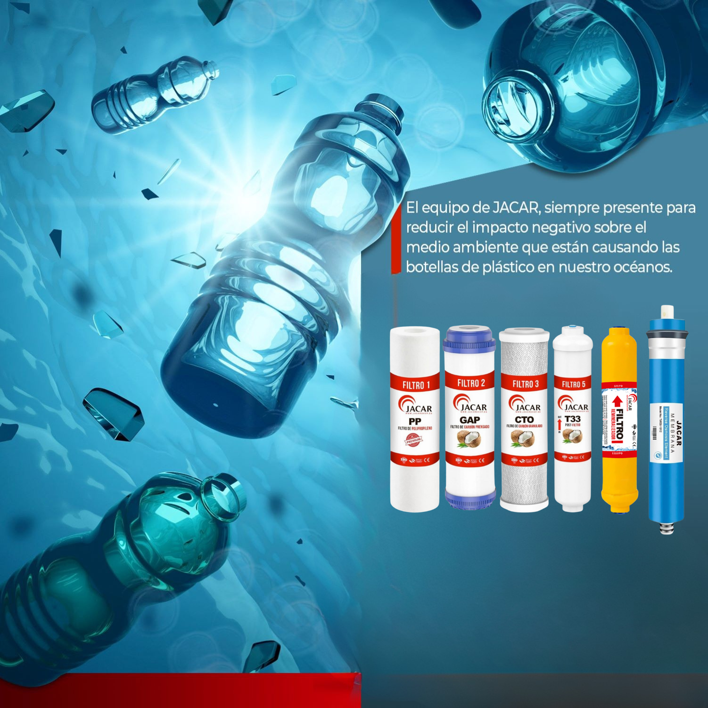 Filtros de Osmosis Inversa de 6 Etapas Universales con Membrana 50 Gpd y Filtro Remineralizador Osmosis Compatible con casi todos los Sistemas NO COMPACTOS, Kit Recambios Osmosis Inversa (6 ETAPAS)