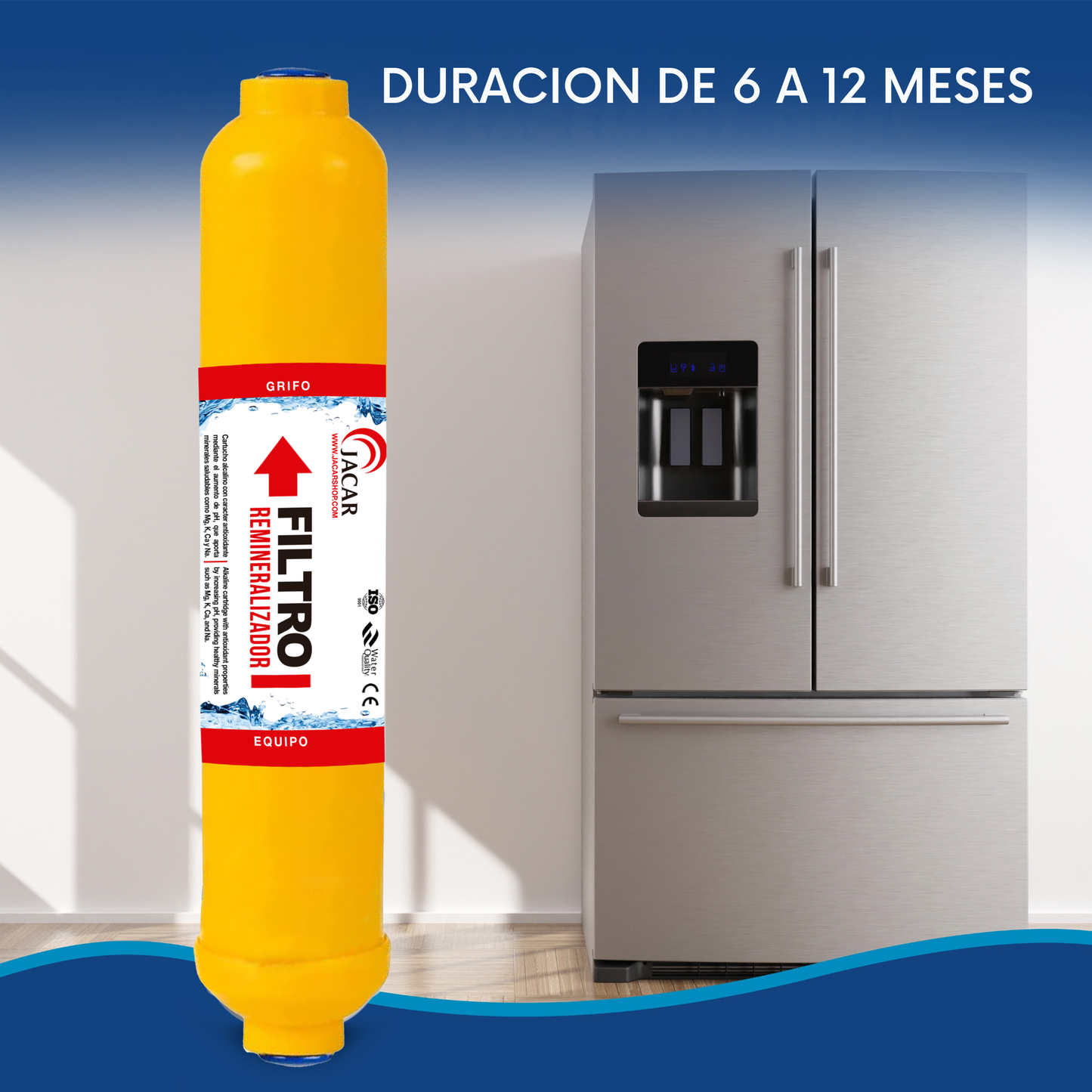 Filtro de Remineralización para Equipo de Ósmosis Inversa - Cartucho Post-Filtro con Minerales Esenciales como Calcio, Magnesio, Sodio y Potasio para Mejorar el Sabor y Beneficios del Agua JACAR