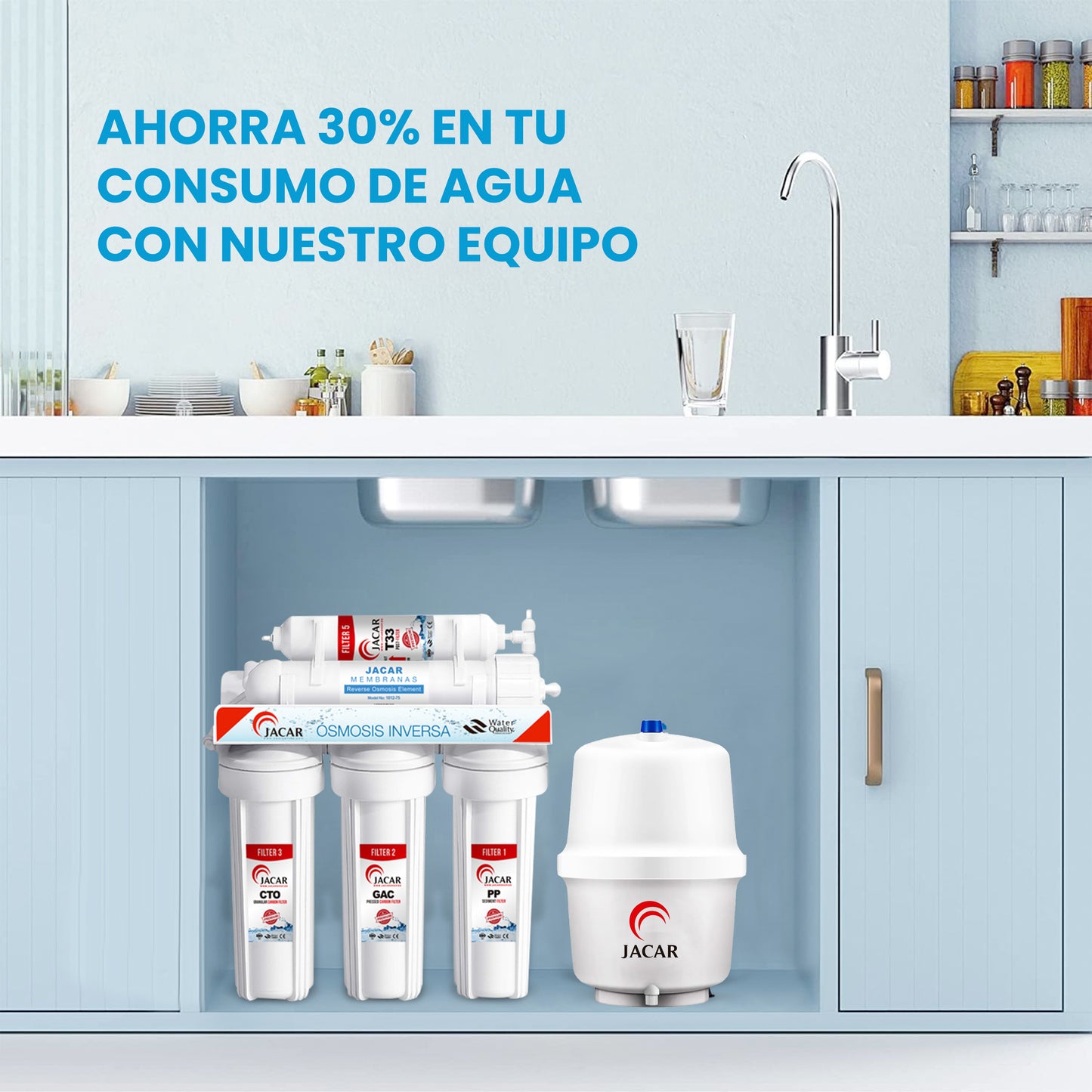 Deposito de Agua para Osmosis Inversa para Almacenamiento de 5 Litros de Agua Purificada y Filtrada Incluido Llave de Bola. Tanque de Agua para Osmosis Inverta 5 etapas Domestico JACAR