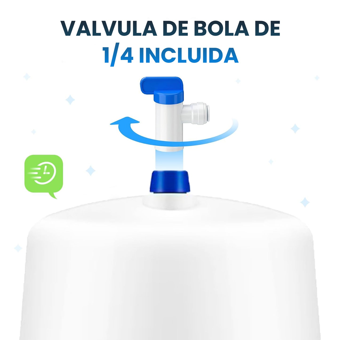 Deposito de Agua para Osmosis Inversa para Almacenamiento de 5 Litros de Agua Purificada y Filtrada Incluido Llave de Bola. Tanque de Agua para Osmosis Inverta 5 etapas Domestico JACAR