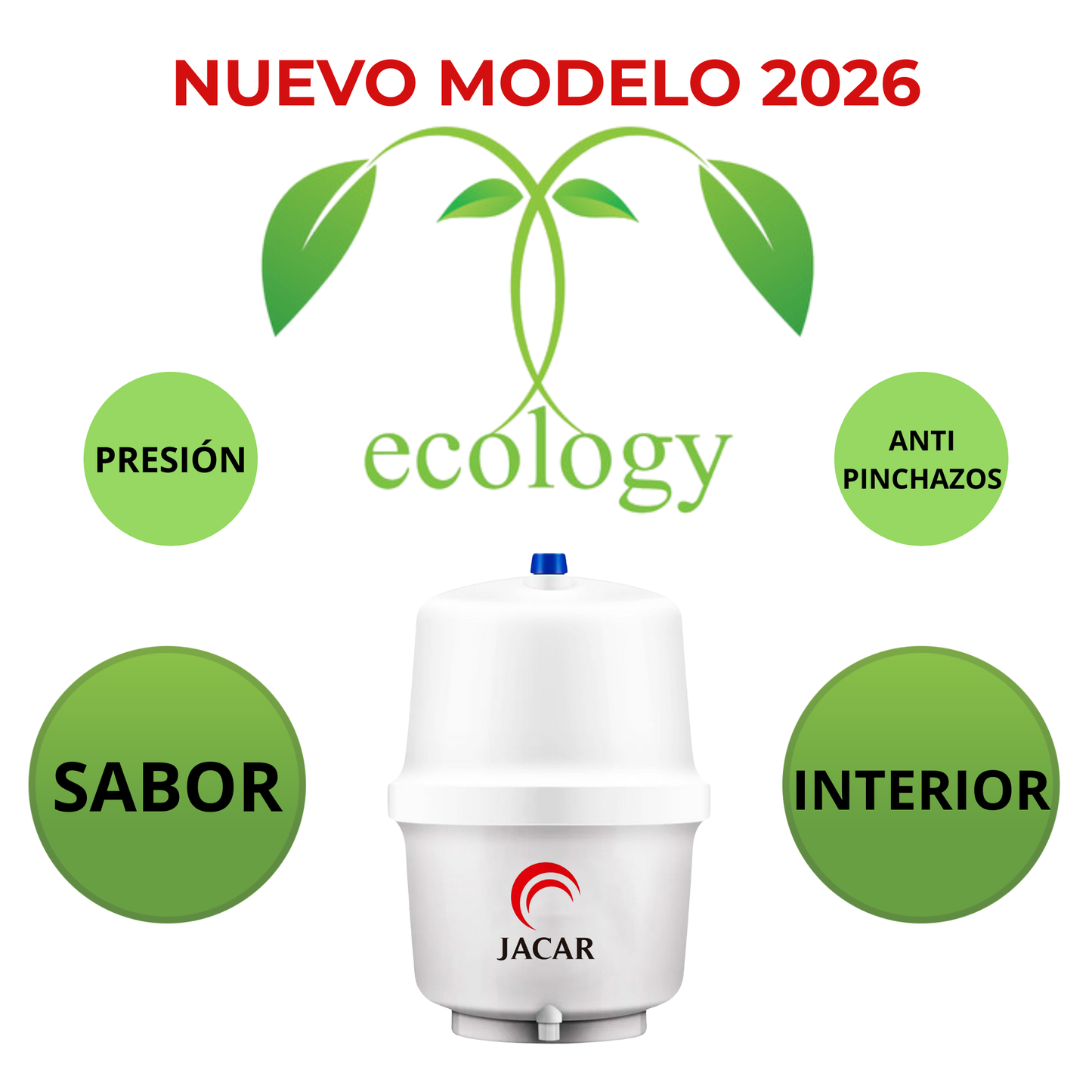 Deposito de Agua para Osmosis Inversa para Almacenamiento de 5 Litros de Agua Purificada y Filtrada Incluido Llave de Bola. Tanque de Agua para Osmosis Inverta 5 etapas Domestico JACAR