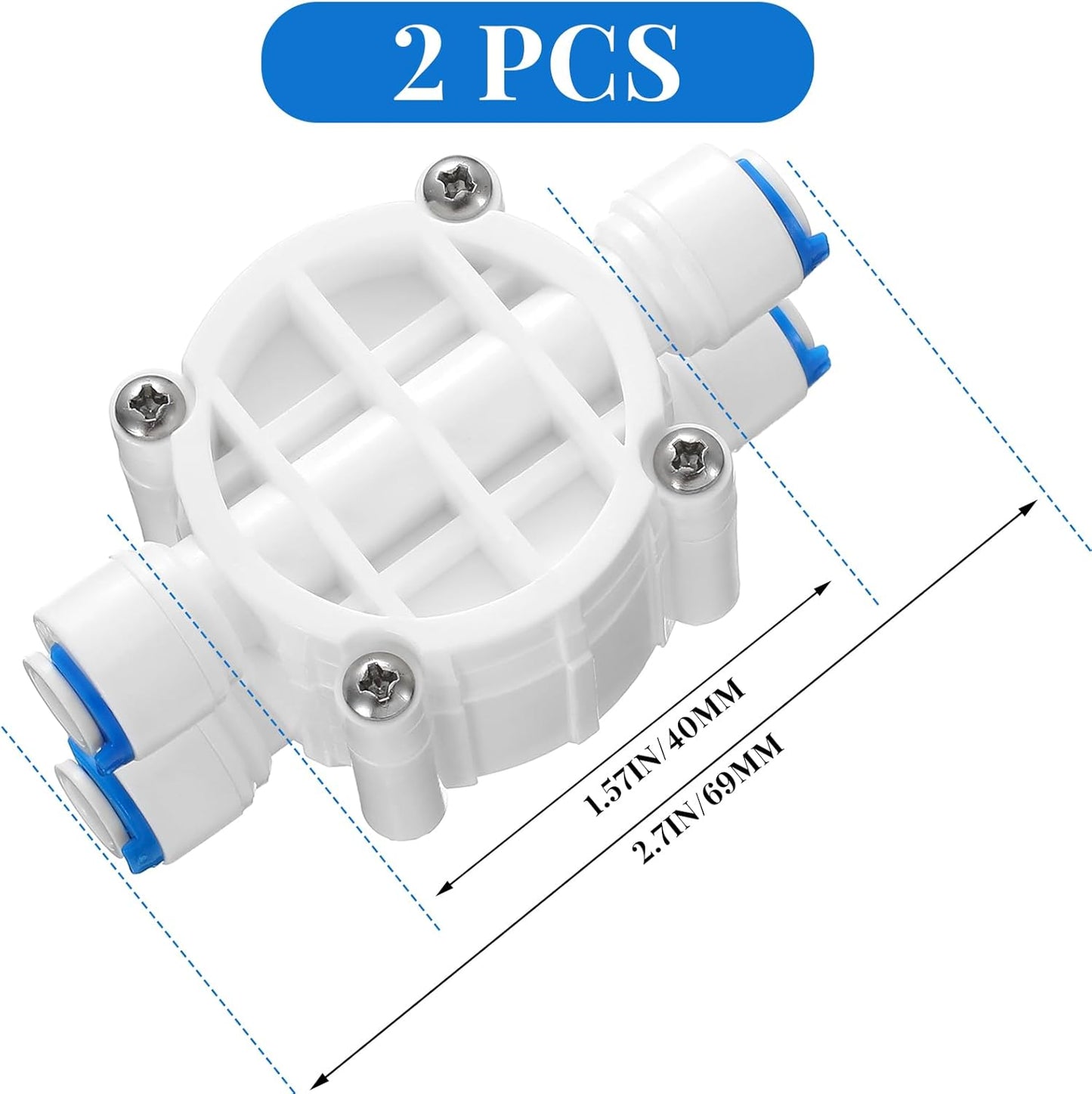 Valvula de 4 Vias JACAR para Equipos de Osmosis Inversa 5 Etapas Compatible con todos los Sistemas de Osmosis y todas las conexiones de 1/4 de conectores y tuberia de 6 mm.