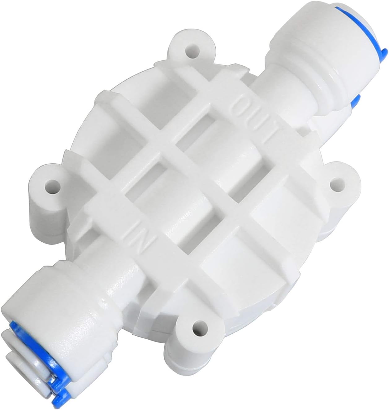 Valvula de 4 Vias JACAR para Equipos de Osmosis Inversa 5 Etapas Compatible con todos los Sistemas de Osmosis y todas las conexiones de 1/4 de conectores y tuberia de 6 mm.